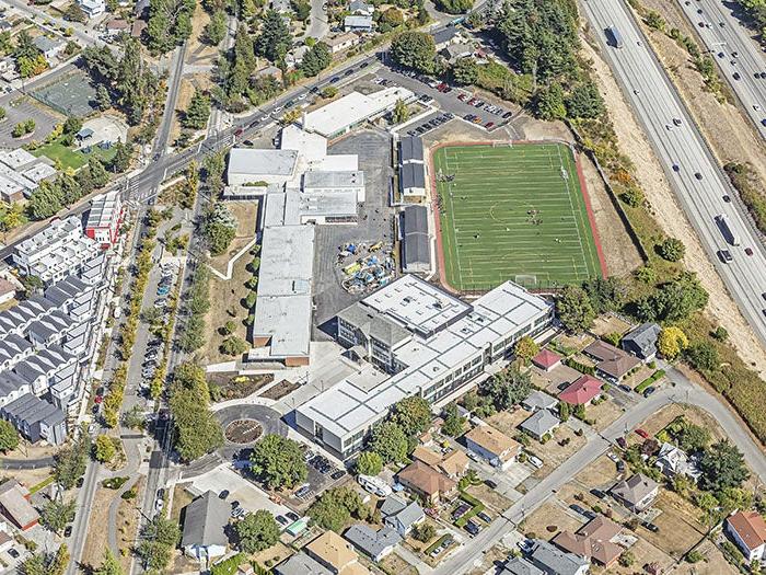 aerial view of a school